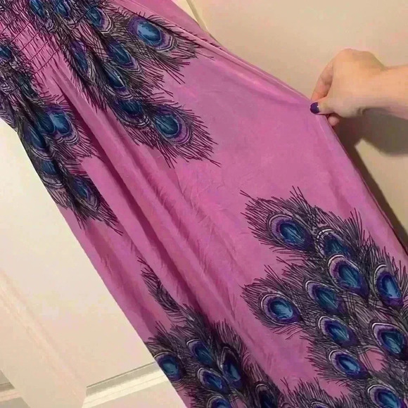 Global Fashion Inc size XL Keyhole Peacock Sundress Maxi Dress Juniors 🦚 NWT - Picture 6 of 8